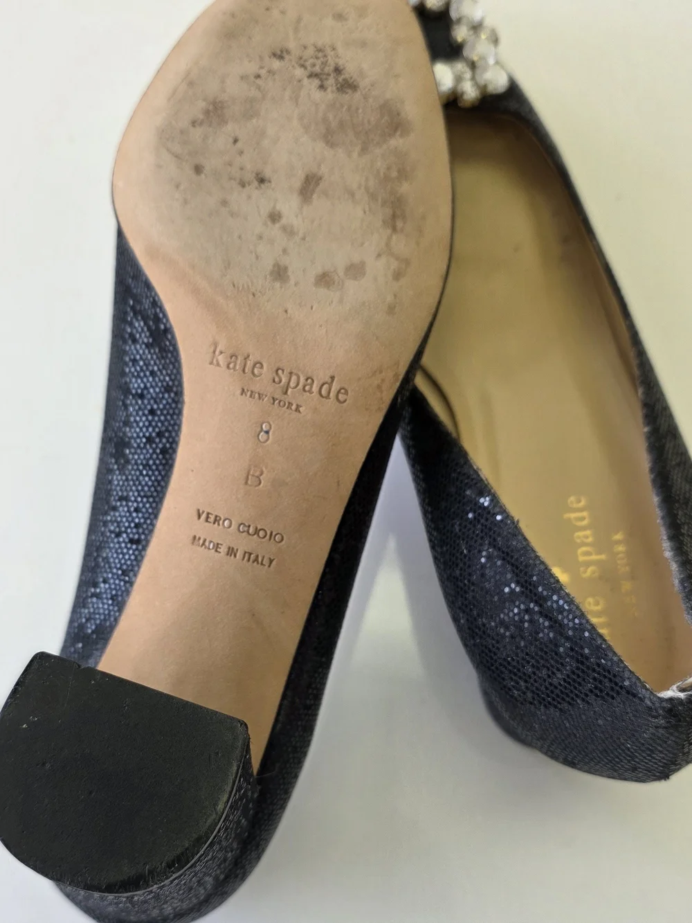 kate spade Black Crystal Buckle Heels